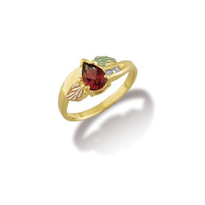 Black Hills Gold Pear Cut Ruby Ring