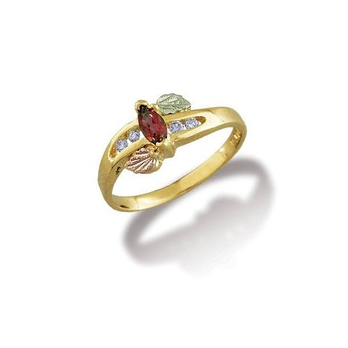 Black Hills Gold Garnet and Diamonds Ring