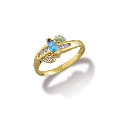 Blue Topaz and Diamonds - Black Hills Gold Ladies Ring
