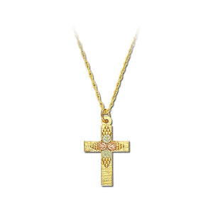 Black Hills Gold Simple Cross Pendant & Necklace I - Jewelry