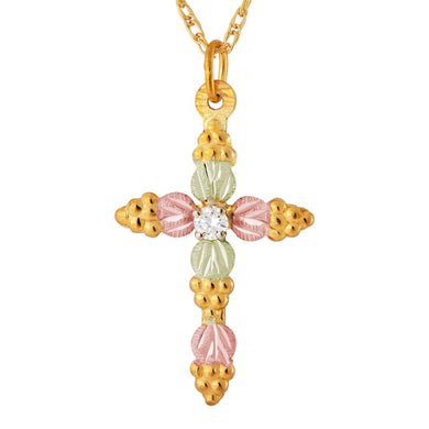 Black Hills Gold Diamond Cross Pendant & Necklace