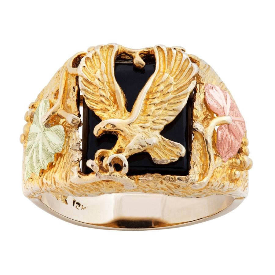 Mens Flying Eagle Black Hills Gold Ring - Jewelry