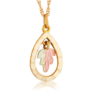 Black Hills Gold Elegant Foliage Pendant & Necklace V - Jewelry