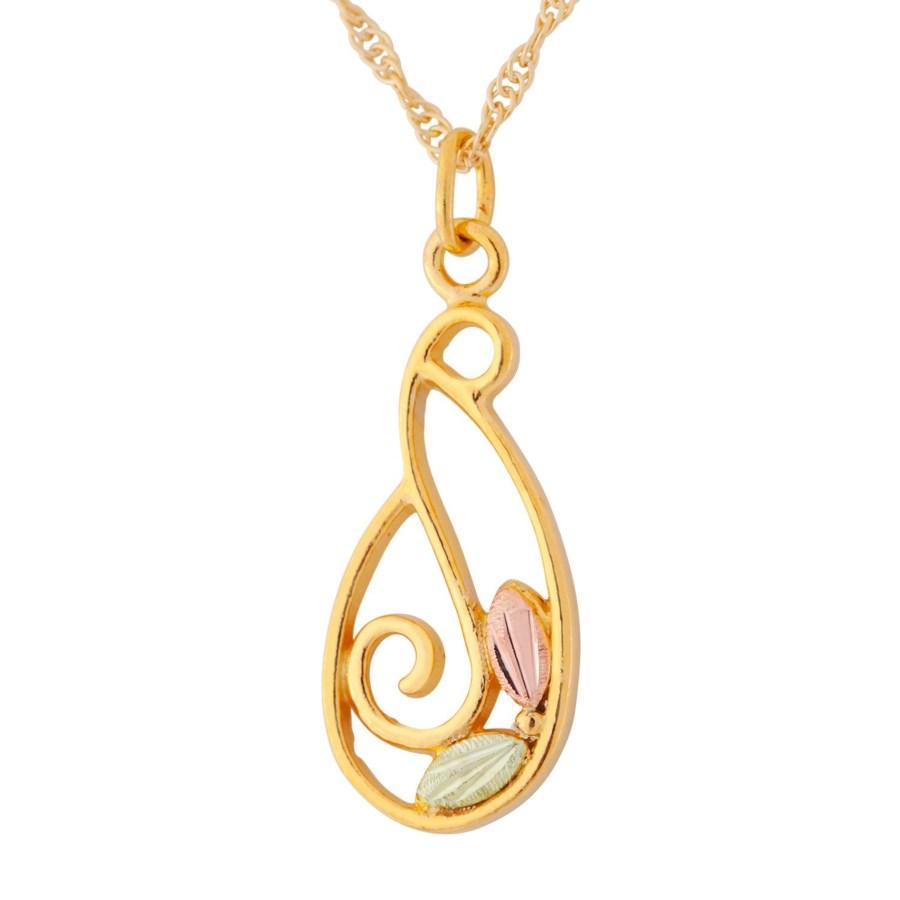 Black Hills Gold Swirly Vines Pendant & Necklace II - Jewelry