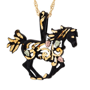 Black Hills Gold Colorful Horse Pendant & Necklace - Jewelry