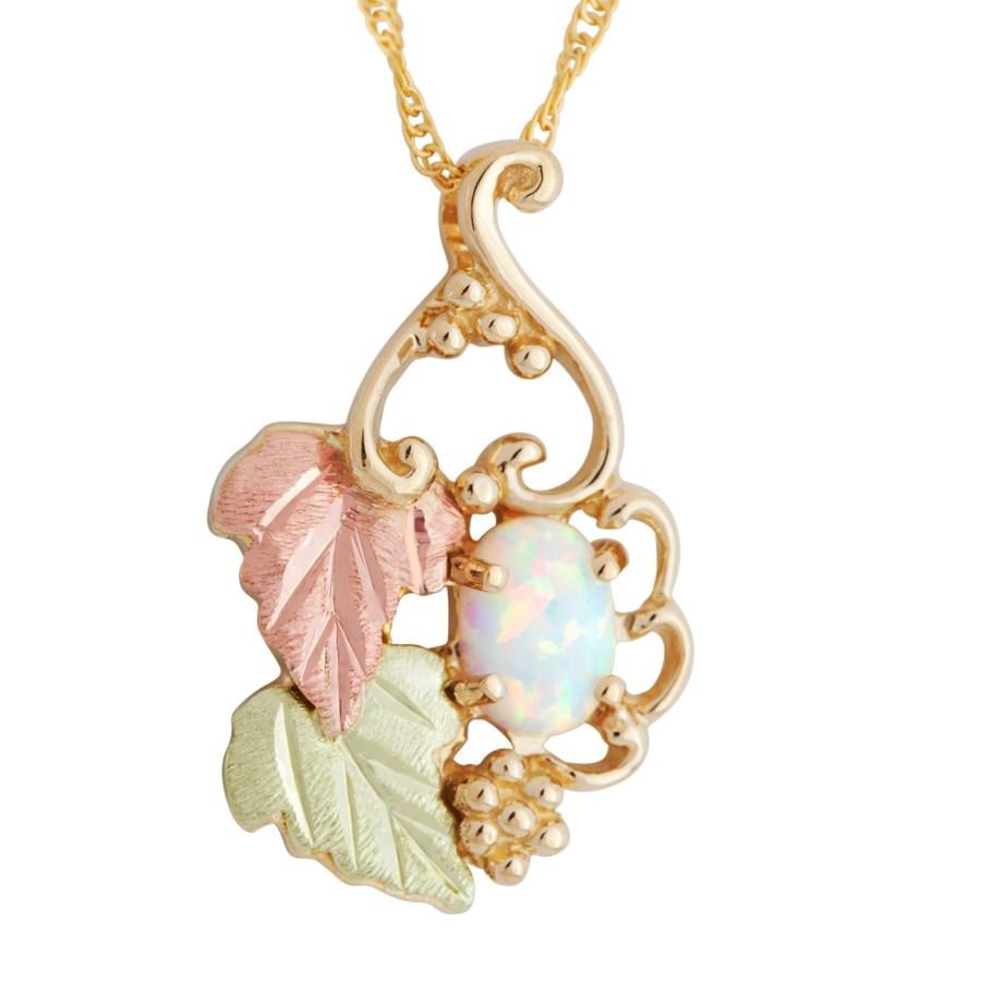 Black Hills Gold Opal Foliage Pendant & Necklace - Jewelry