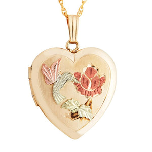 Black Hills Gold Hummingbird Locket Pendant & Necklace - Jewelry