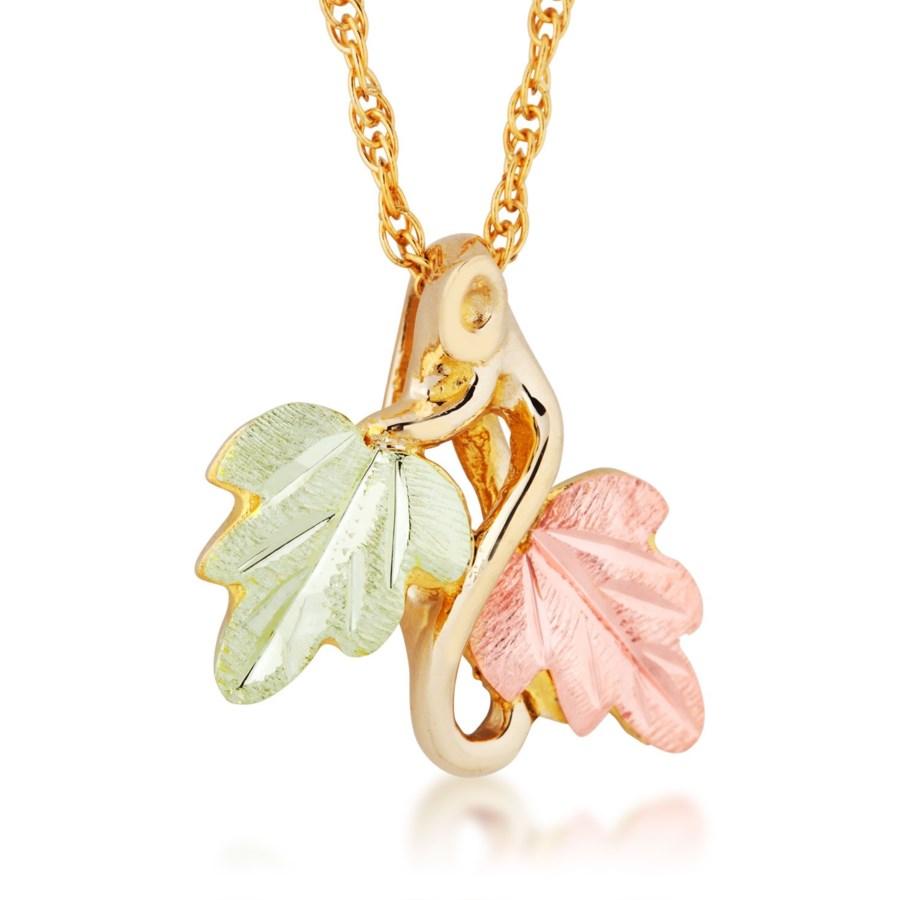 Black Hills Gold Elegant Foliage Pendant & Necklace VII - Jewelry