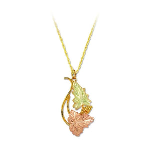 Black Hills Gold Elegant Foliage Pendant & Necklace VI - Jewelry