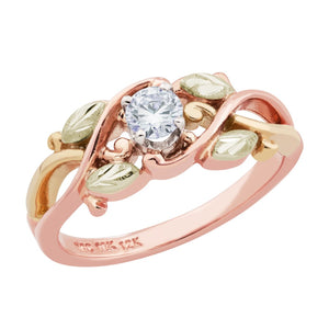 Black Hills Rose Gold Foliage Engagement / Wedding Ring Set