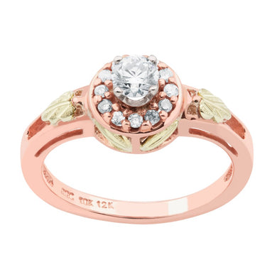 Black Hills Rose Gold Diamond Circular Engagement / Wedding Ring Set