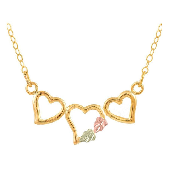 Black Hills Gold Three of Hearts Pendant & Necklace - Jewelry