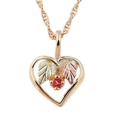 Black Hills Gold Garnet Heart Pendant & Necklace - Jewelry