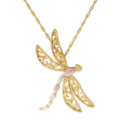 Dragonfly 10k Black Hills Gold Pendant & Necklace