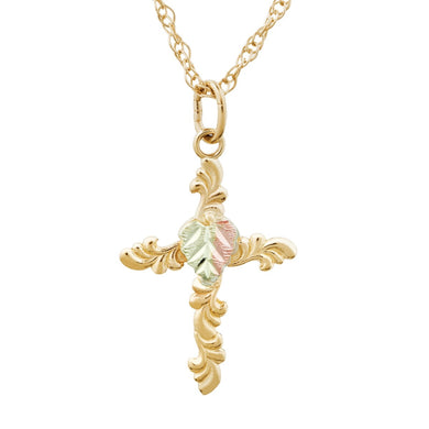 Stunning Black Hills Gold Cross Pendant & Necklace