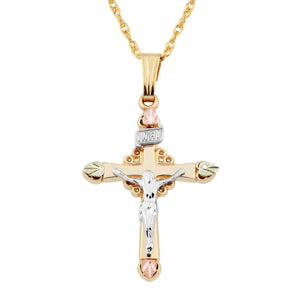 Black Hills Gold Cross Pendant & Necklace