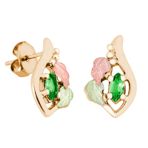 Marquise Genuine Emerald Black Hills Gold Earrings