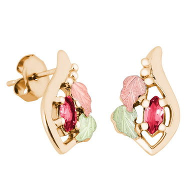 Marquise Genuine Ruby Black Hills Gold Earrings