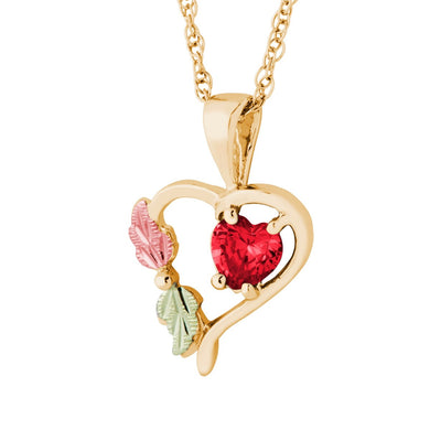 Black Hills Gold Heart Genuine Ruby Pendant