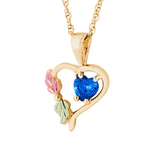 Black Hills Gold Heart Genuine Sapphire Pendant