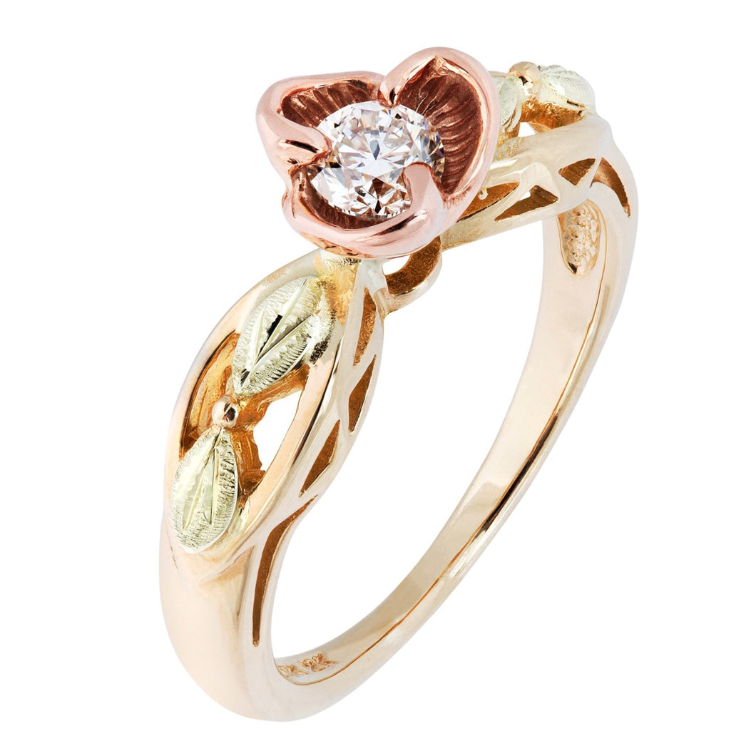 Diamond Rose Black Hills Gold Engagement / Wedding Ring Set