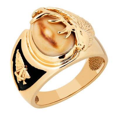 Arrowhead - Gold Elk Ivory Mens Ring