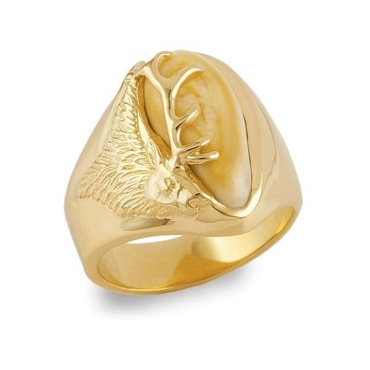 Teton - Elk Ivory Gold Ladies Ring