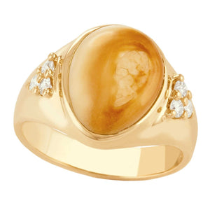 Flathead Elk Ivory Gold Diamond Mens Ring