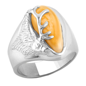 Teton Elk Ivory Sterling Silver Mens Ring