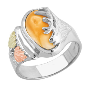 Monarch Elk Ivory Sterling Silver Ladies Ring