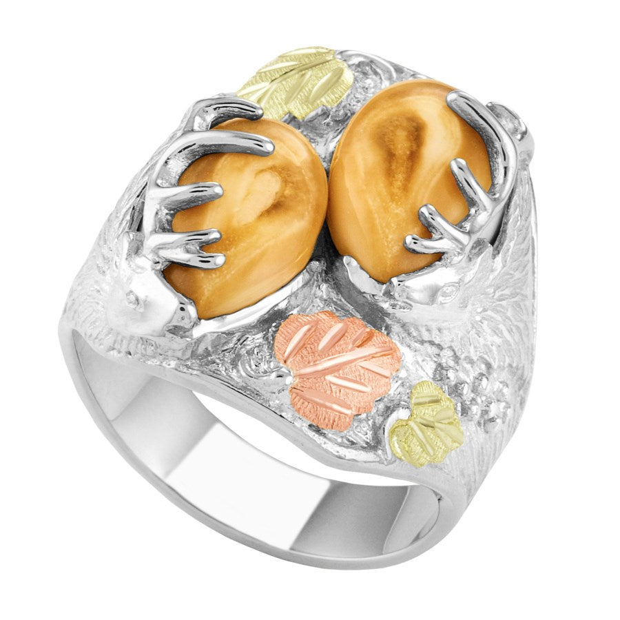 Sawtooth Elk Ivory Sterling Silver Mens Ring