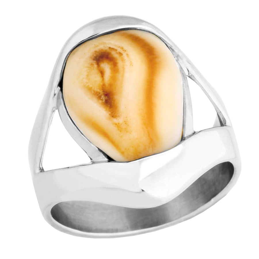 Fallon - Sterling Silver Elk Ivory Mens Ring