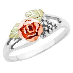 Sterling Silver Black Hills Gold Pretty Rose Ring - Jewelry