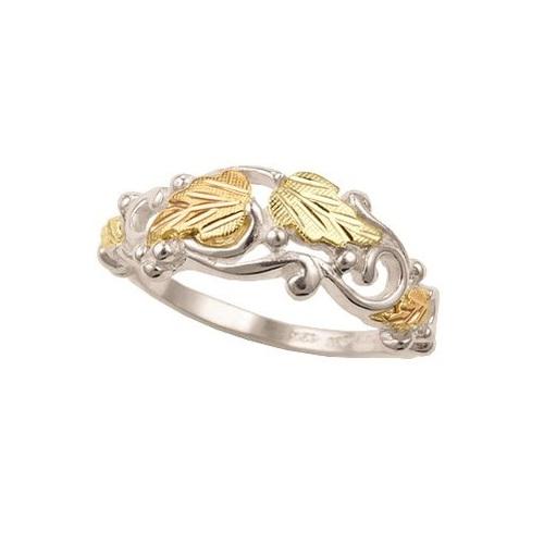 Sterling Silver Black Hills Gold Foliage Ring I - Jewelry
