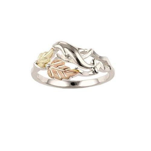 Sterling Silver Black Hills Gold Dolphin Ring II - Jewelry