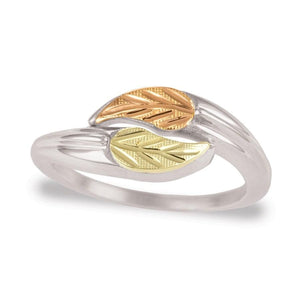 Sterling Silver Black Hills Gold Modern Foliage Ring - Jewelry