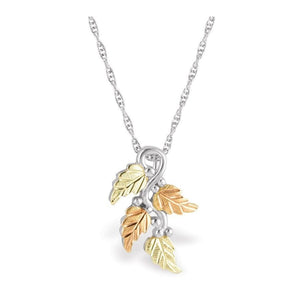 Sterling Silver Black Hills Gold Colorful Foliage Pendant - Jewelry