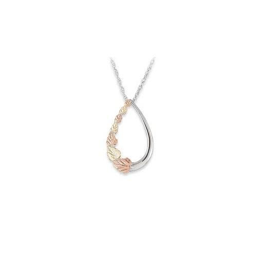 Sterling Silver Black Hills Gold Colorful Oval Pendant - Jewelry
