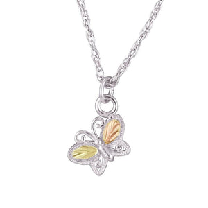 Sterling Silver Black Hills Gold Sweet Butterfly Pendant - Jewelry