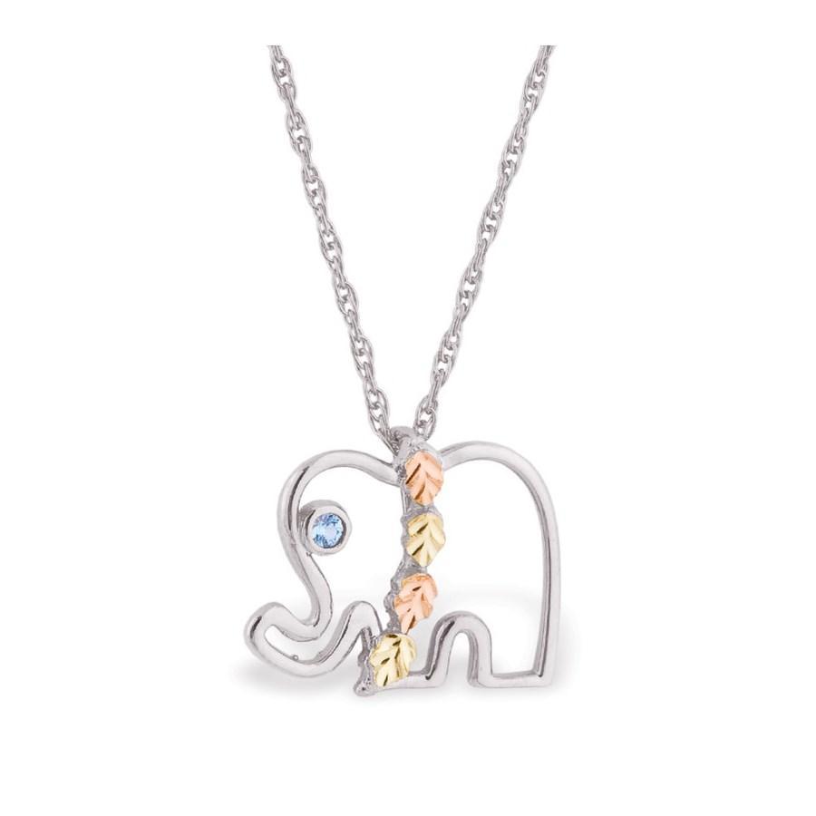 Sterling Silver Black Hills Gold Elephant Pendant - Jewelry