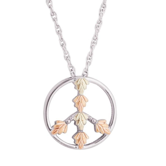 Sterling Silver Black Hills Gold Foliage Peace Pendant - Jewelry