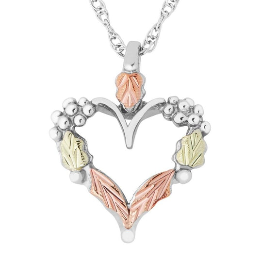 Sterling Silver Black Hills Gold Intricate Heart Pendant - Jewelry