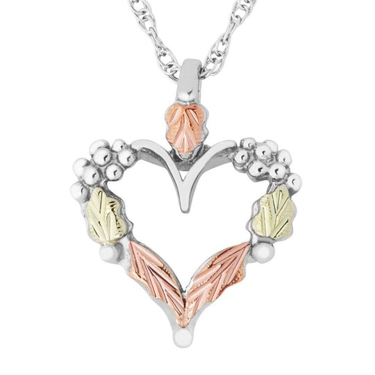 Sterling Silver Black Hills Gold Colorful Heart Pendant - Jewelry
