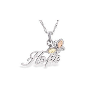 Sterling Silver Black Hills Gold Hope Butterfly Pendant - Jewelry