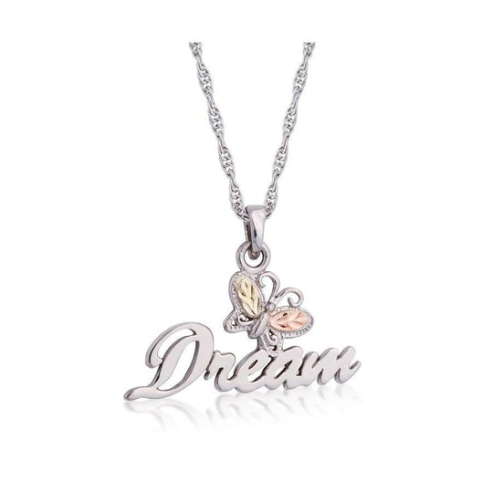 Sterling Silver Black Hills Gold Dream Butterfly Pendant - Jewelry