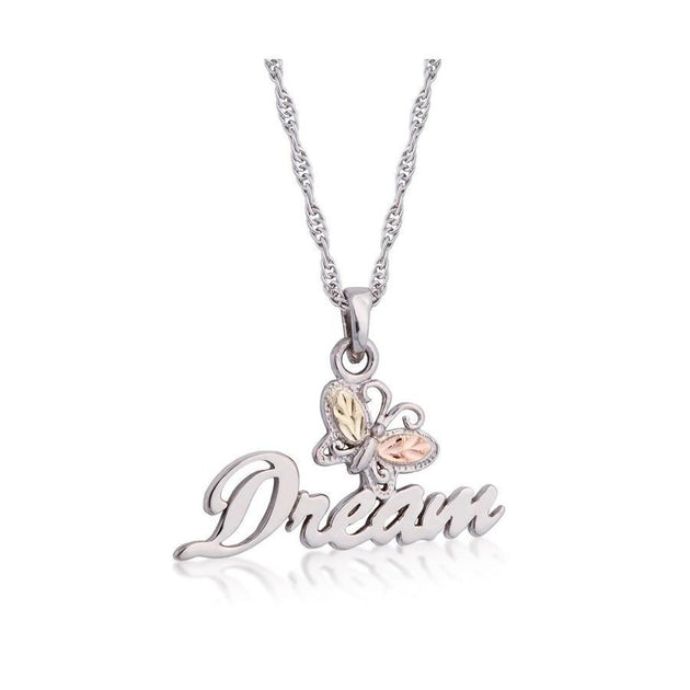 Sterling Silver Black Hills Gold Dream Butterfly Pendant - Jewelry