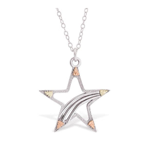 Sterling Silver Black Hills Gold Shooting Star Pendant - Jewelry