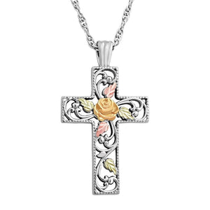 Sterling Silver Black Hills Gold Elite Cross Pendant - Jewelry