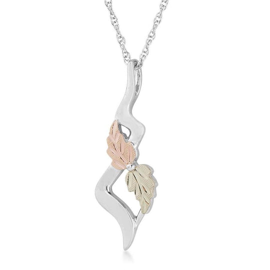 Sterling Silver Black Hills Gold Modern Foliage Pendant - Jewelry