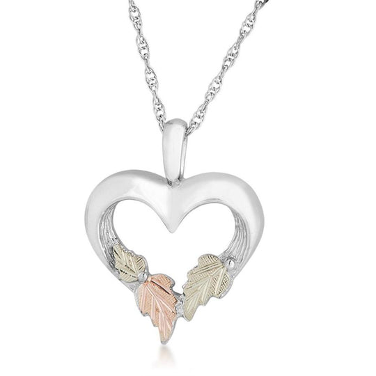 Sterling Silver Black Hills Gold Shiny Heart Pendant - Jewelry